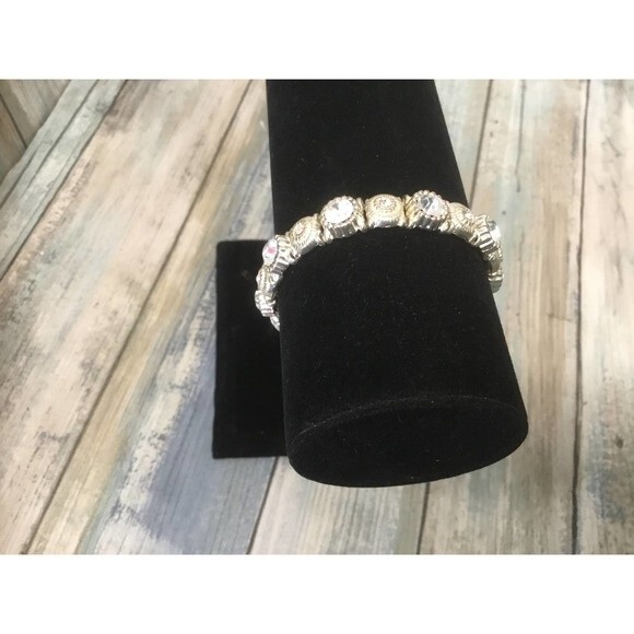 Light Gold Toned Rhinestone Bracelet - Picture 2 of 4